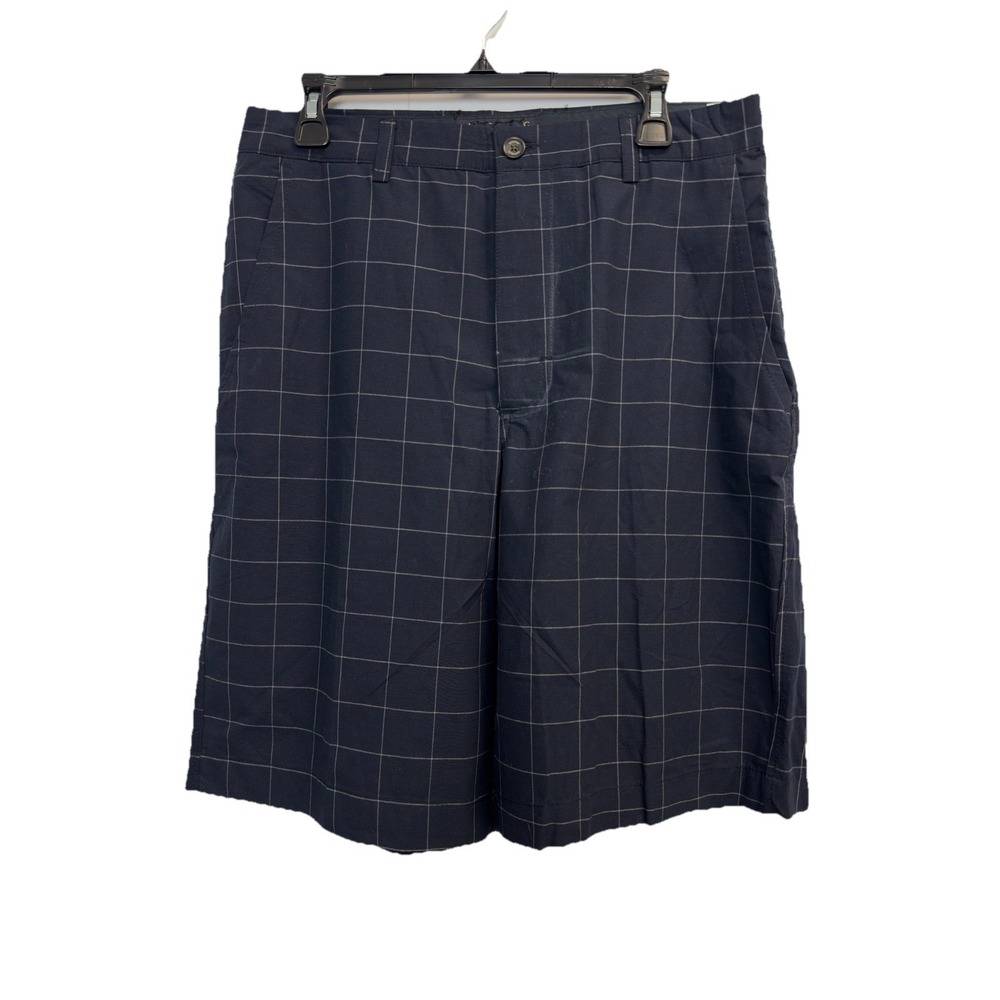 Vintage Gap Mens 34 Windowpane Shorts Navy Blue 100% Cotton‎ 11" Inseam